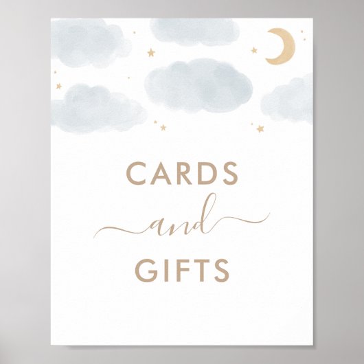 Kaarten en cadeaus boven het Baby shower Poster (Voorkant)