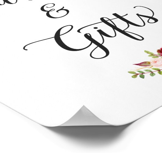 Kaarten en cadeaus | Burgundy Floral Wedding Sign Poster (Hoek)