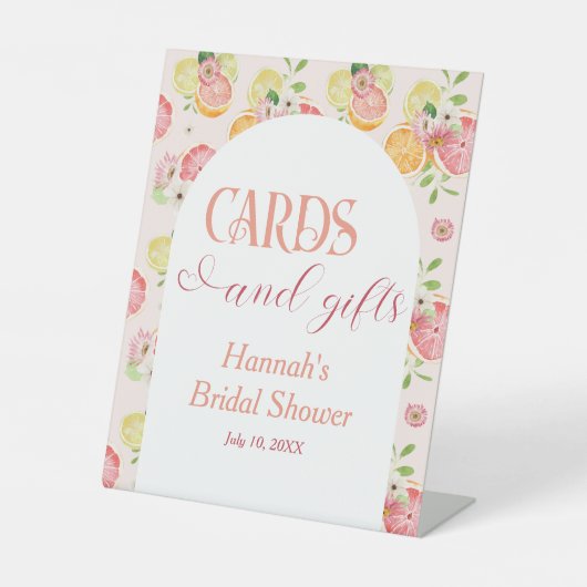 Kaarten en Cadeaus Citrus Bruiloftsfeest  Reclamebord Met Voetstuk (Voorkant)