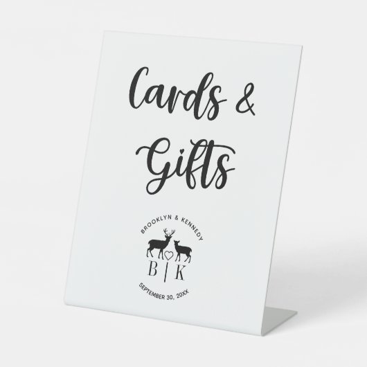 Kaarten en cadeaus deer Monogram Rustic Country We Reclamebord Met Voetstuk (Voorkant)