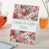 Kaarten en cadeaus hier bord voor bruiloftscadeaut reclamebord met voetstuk (Insitu)