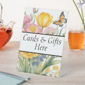 Kaarten en cadeaus hier huwelijkscadeautafel bord reclamebord met voetstuk (Insitu)