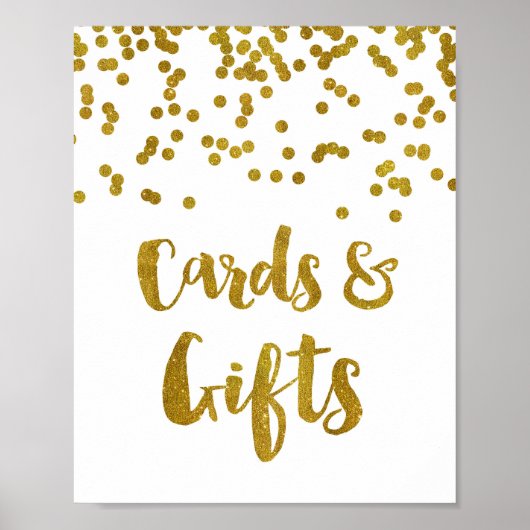 Kaarten en cadeaus Huwelijksbord Gouden Confetti Poster (Voorkant)