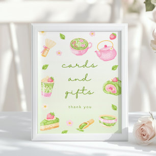 Kaarten en cadeaus Matcha Thee Roze Baby Shower Poster