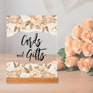 Kaarten en Cadeaus Perzik Bloemen Bruidsfeest Acryl Bord