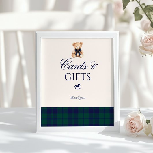 Kaarten en cadeaus Preppy Teddy Bear Plaid Poster