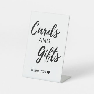 Kaarten en cadeaus reclamebord met voetstuk