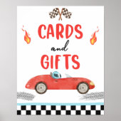 Kaarten en Cadeaus Rode Race Auto Twee Snelle Verj Poster (Voorkant)