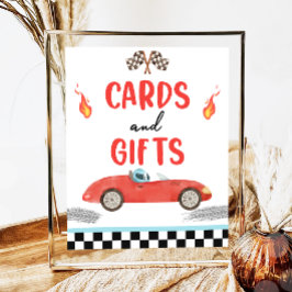 Kaarten en Cadeaus Rode Race Auto Twee Snelle Verj Poster