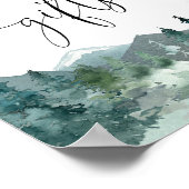 Kaarten en cadeaus roestrijke bergen tekenen bosbo poster (Hoek)