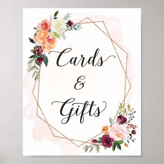 Kaarten en cadeaus | Romantic Floral Wedding Sign Poster (Voorkant)