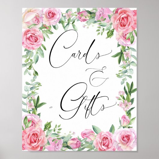 Kaarten en Cadeaus | Roze Blush Rozen Poster (Voorkant)