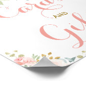 Kaarten en Cadeaus Roze Roze Bloemengroen Goud Poster (Hoek)