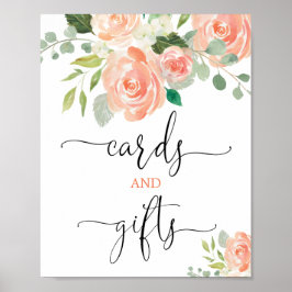 Kaarten en cadeaus teken perzik groen elegante blo poster