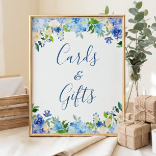 Kaarten en Cadeaus Trouwbord Blauwe Hortensia Bloe Poster