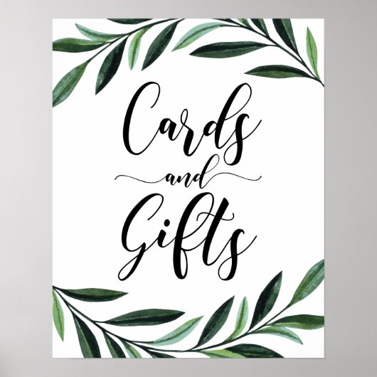 Kaarten en cadeaus waterverf groen poster (Voorkant)