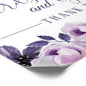 Kaarten en cadeaus | Waterverf Paarse Floral Weddi Poster (Hoek)