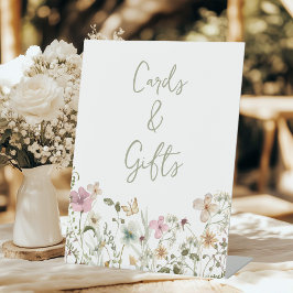Kaarten en cadeaus Wildflower Bruidsbruiloft Reclamebord Met Voetstuk