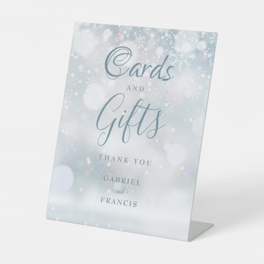 Kaarten en cadeaus Wintervlokken Reclamebord Met Voetstuk (Voorkant)