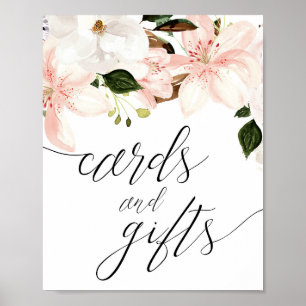 Kaarten en cadeautjes baby shower teken wazig roze poster