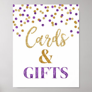 Kaarten en cadeautjes Baby showers Paars Gold Stip Poster