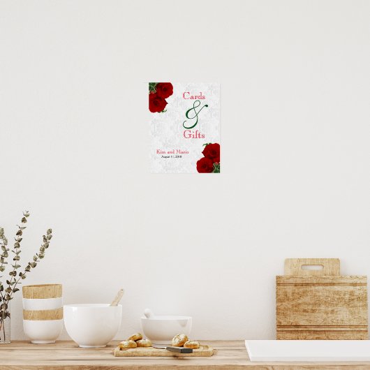 Kaarten en cadeautjes - Deep Red Rose Wedding Poster (Keuken)