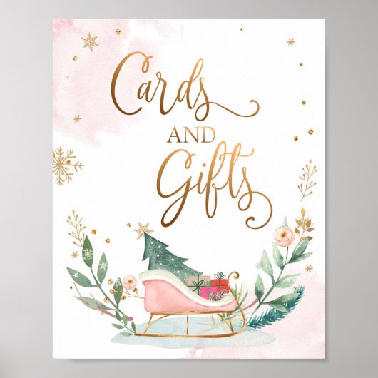 Kaarten en cadeautjes die de nachtelijke wintermei poster (Voorkant)