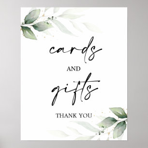 Kaarten en cadeautjes eenvoudig groen teken poster
