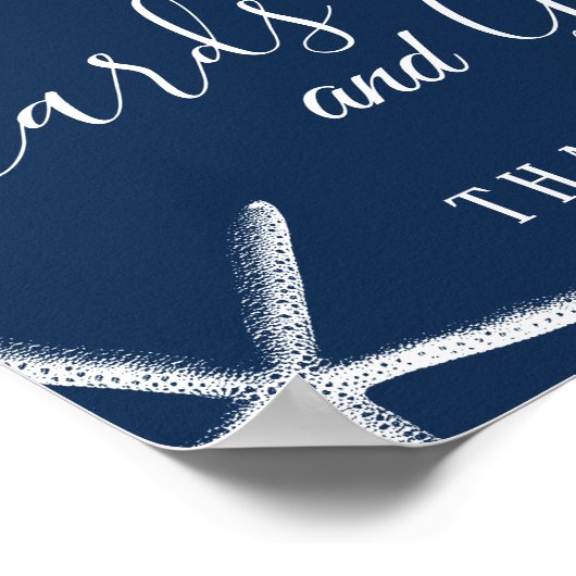 Kaarten en cadeautjes marineblauw zeehondenstrand poster (Hoek)