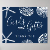 Kaarten en cadeautjes marineblauw zeehondenstrand poster (Voorkant)