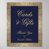 Kaarten en cadeautjes marineblauwe gouden Rozen le Poster (Voorkant)