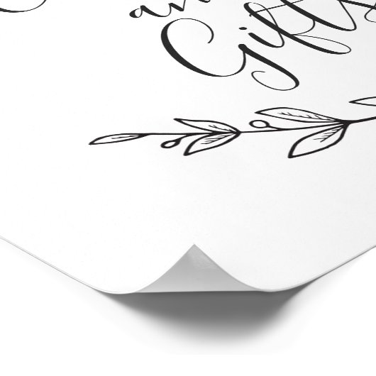 Kaarten en cadeautjes ondertekenen. Zwarte en witt Poster (Hoek)