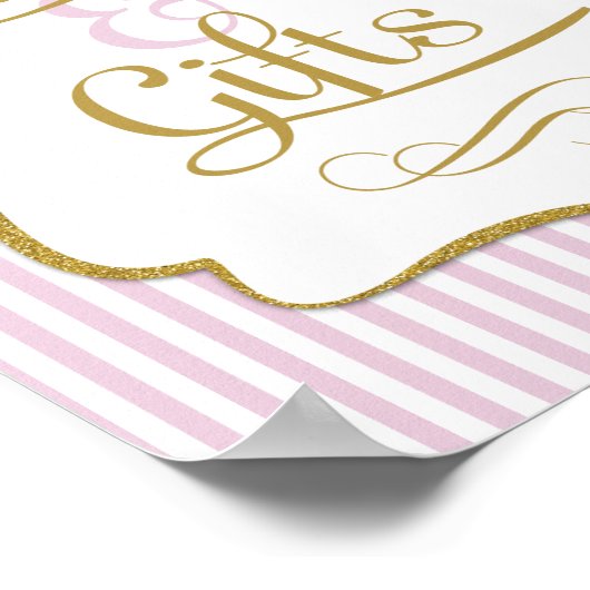 Kaarten en cadeautjes roze gouden streep poster (Hoek)