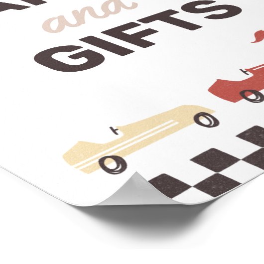 Kaarten en cadeautjes twee snelle autowrakken poster (Hoek)