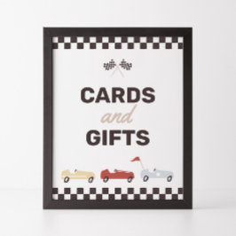 Kaarten en cadeautjes twee snelle autowrakken poster