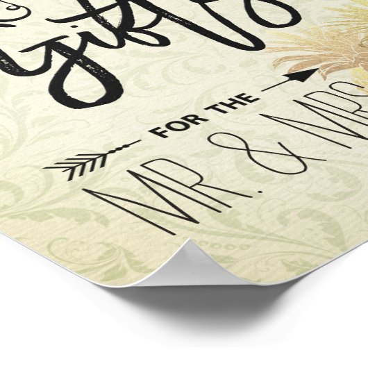 Kaarten en cadeautjes voor bruiloft Moderne gouden Poster (Hoek)