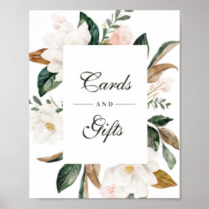 Kaarten en cadeautjes voor de florale bruiloft van poster