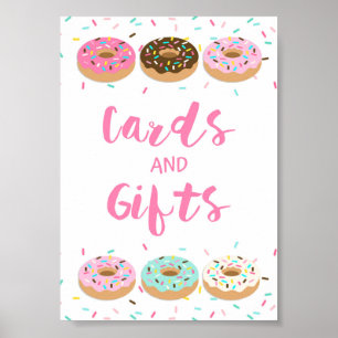 Kaarten en cadeautjes voor douches voor etentafel poster