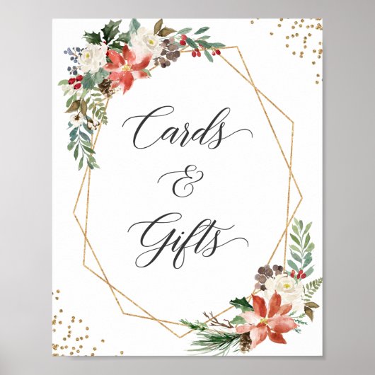 Kaarten en cadeautjes voor kerstmis Poinsettia Flo Poster (Voorkant)