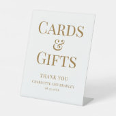 Kaarten en cadeautjes voor moderne bruiloft reclamebord met voetstuk (Voorkant)