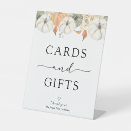 Kaarten en cadeautjes voor najaar reclamebord met voetstuk