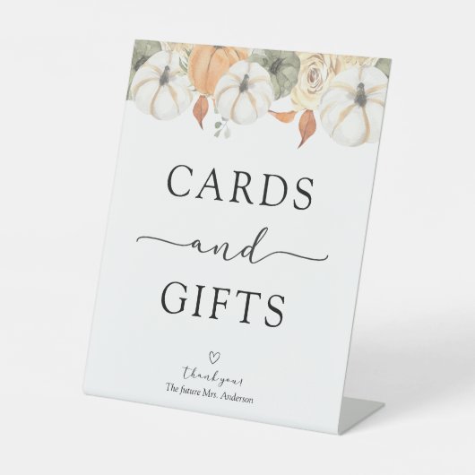 Kaarten en cadeautjes voor najaar reclamebord met voetstuk (Voorkant)