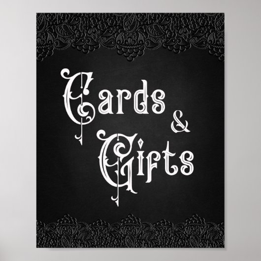 Kaarten en cadeautjes voor zwarte kant poster (Voorkant)