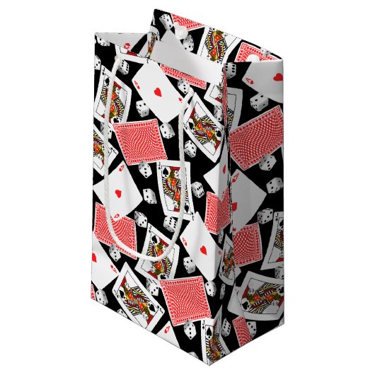 Kaarten en dice klein cadeauzakje (Voorkant Gekanteld)