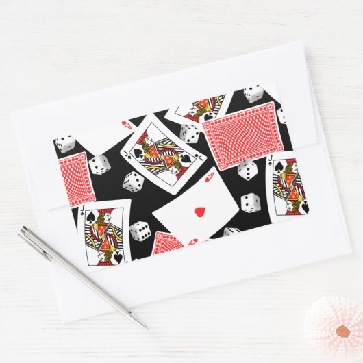 Kaarten en dice rechthoekige sticker (Envelop)