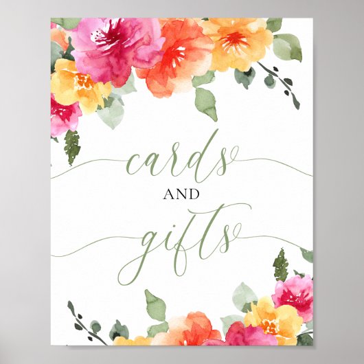 Kaarten en geschenken baby shower kleurrijke felle poster (Voorkant)