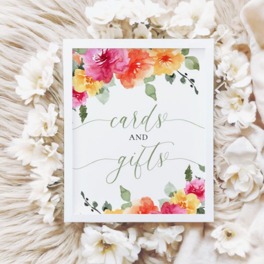 Kaarten en geschenken baby shower kleurrijke felle poster