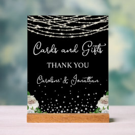 Kaarten en geschenken Black Sign String Lights Acryl Bord