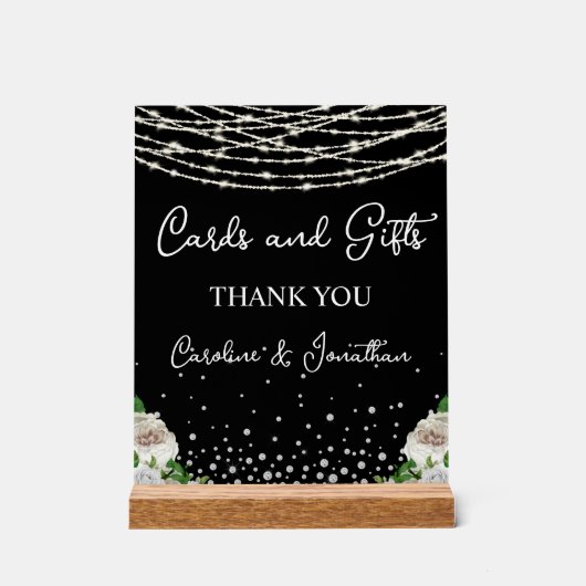 Kaarten en geschenken Black Sign String Lights Acryl Bord (Voorkant)