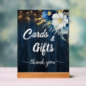 Kaarten en geschenken Blauw Hout String Lights Blo Acryl Bord (Neutraal)